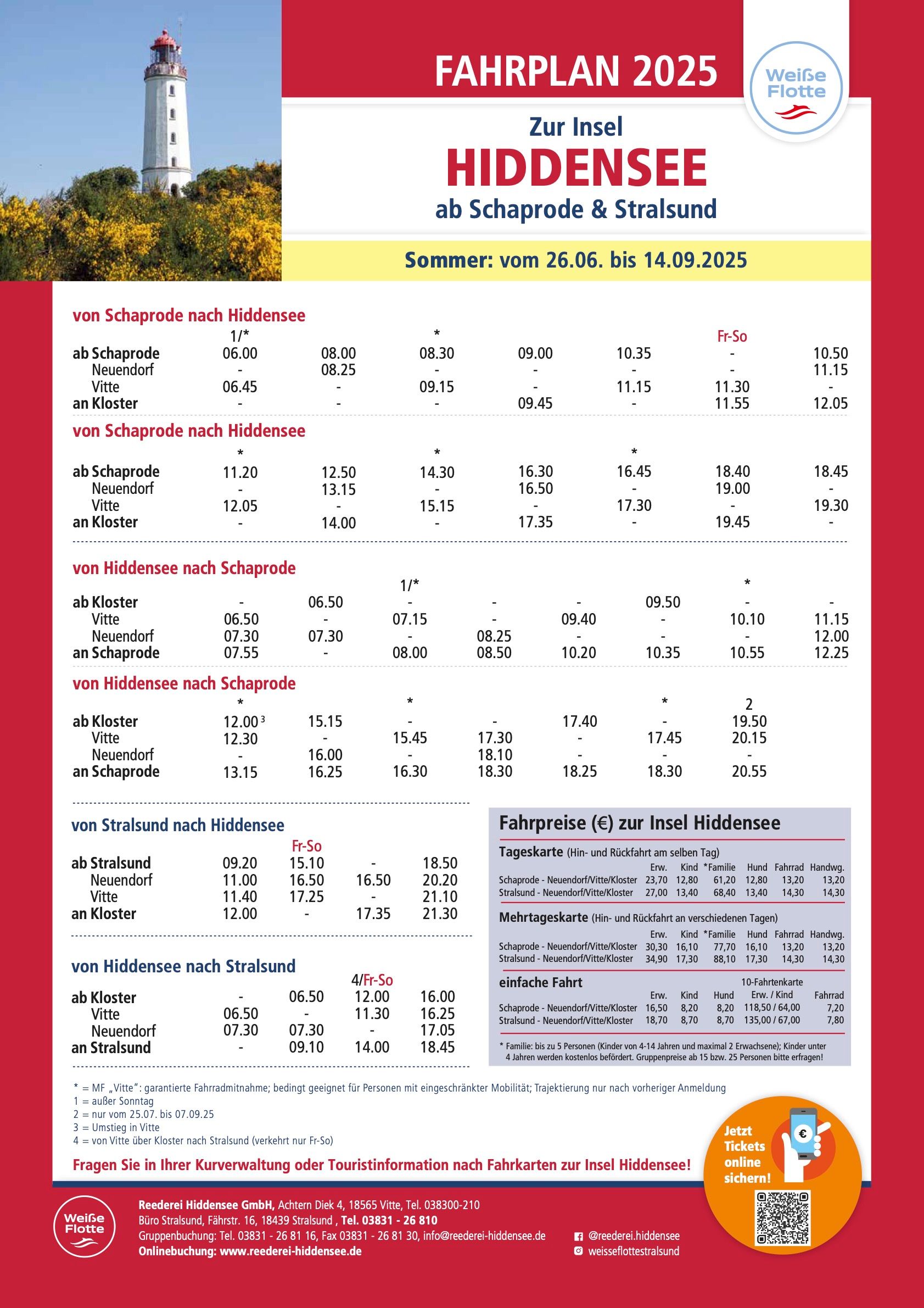 Fähre Hiddensee - Fahrplan Sommer 2025