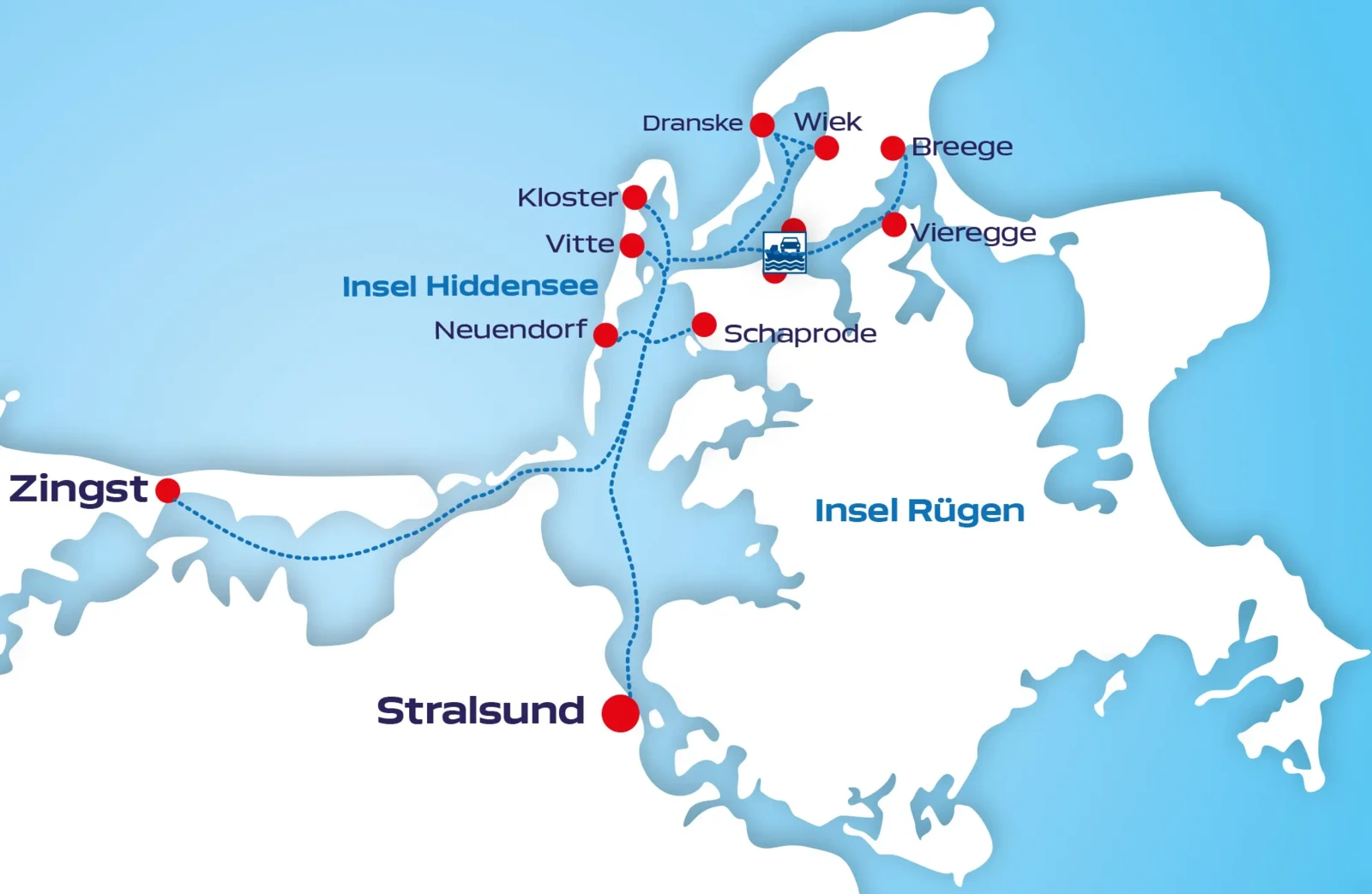 Fähre Hiddensee - Route